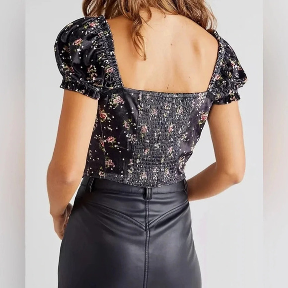 FREE PEOPLE Louise Velvet Top Medium - Picture 2 of 8